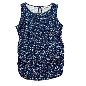 Full Moon Maternity Women’s Sleeveless Top Size Large Polka Dot Navy Blue White